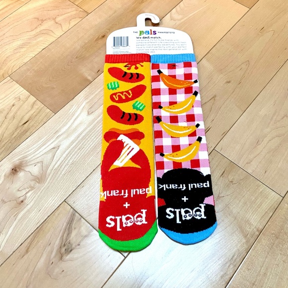 new Paul Frank Fun Julius & Bob colorful quirky BBQ theme mismatched socks adult - Picture 2 of 2